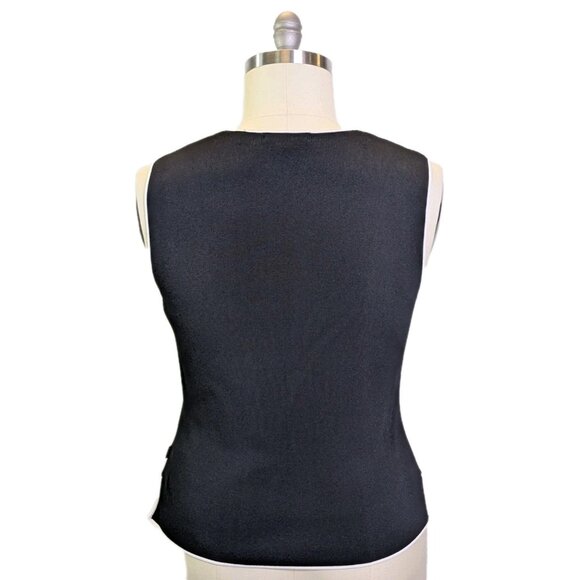 Vintage BCBG Max Azria Knit Shell Top Black White Trim - Picture 4 of 12